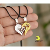 Кулон парный для влюбленных "I love you. Silver. Gold" Цена за 1 пару